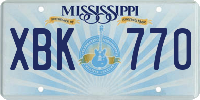 MS license plate XBK770