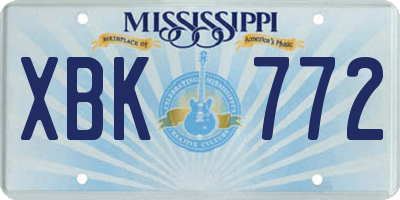 MS license plate XBK772