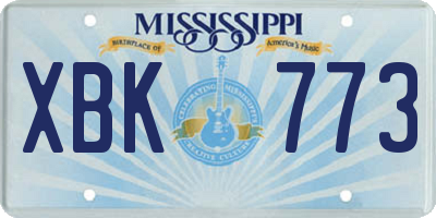 MS license plate XBK773