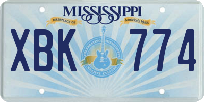 MS license plate XBK774