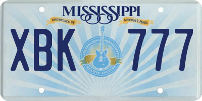 MS license plate XBK777