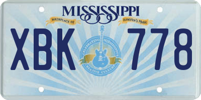 MS license plate XBK778