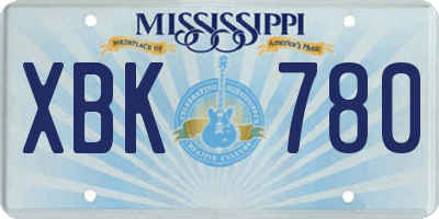 MS license plate XBK780