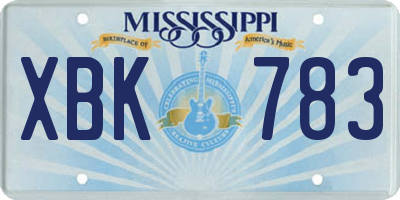 MS license plate XBK783