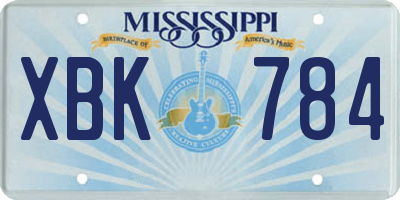 MS license plate XBK784
