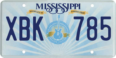 MS license plate XBK785