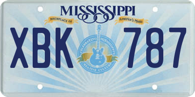 MS license plate XBK787