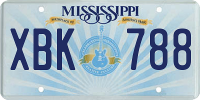 MS license plate XBK788