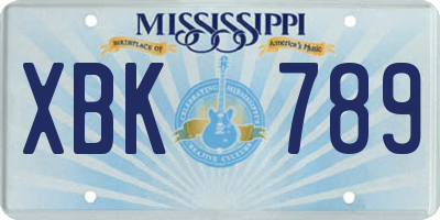 MS license plate XBK789