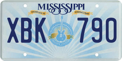 MS license plate XBK790