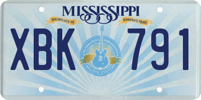 MS license plate XBK791