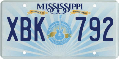 MS license plate XBK792