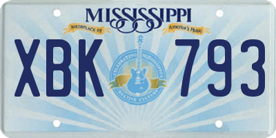 MS license plate XBK793