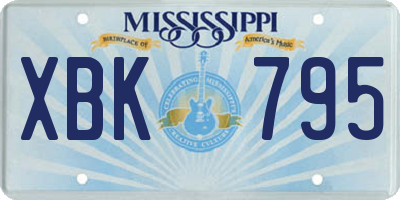 MS license plate XBK795