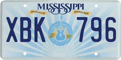 MS license plate XBK796