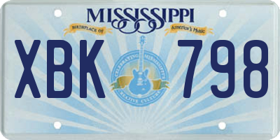 MS license plate XBK798
