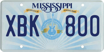 MS license plate XBK800