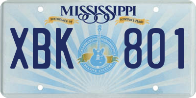 MS license plate XBK801