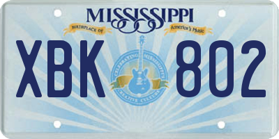 MS license plate XBK802