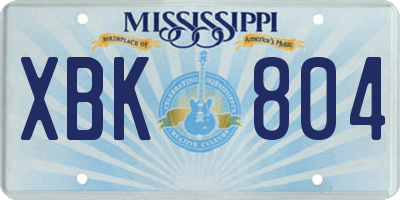 MS license plate XBK804