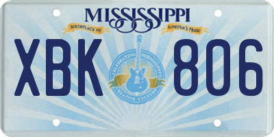 MS license plate XBK806