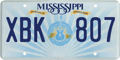 MS license plate XBK807