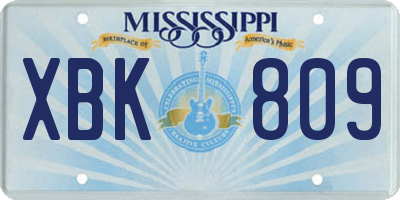 MS license plate XBK809