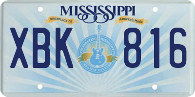MS license plate XBK816
