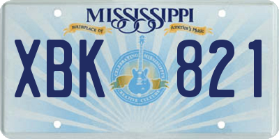 MS license plate XBK821