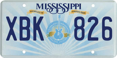 MS license plate XBK826