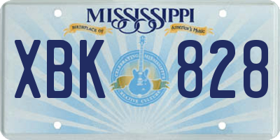 MS license plate XBK828