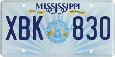 MS license plate XBK830