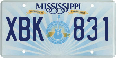 MS license plate XBK831