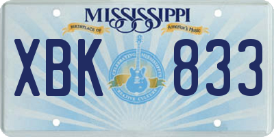 MS license plate XBK833