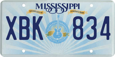 MS license plate XBK834