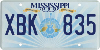 MS license plate XBK835