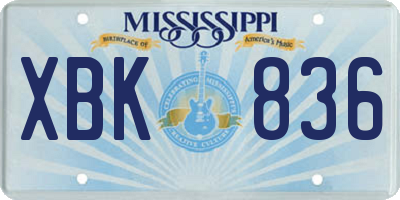 MS license plate XBK836