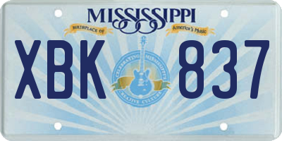 MS license plate XBK837
