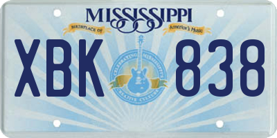 MS license plate XBK838