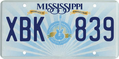 MS license plate XBK839