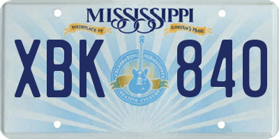 MS license plate XBK840