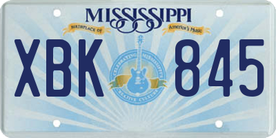 MS license plate XBK845