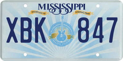 MS license plate XBK847
