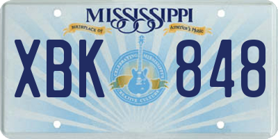 MS license plate XBK848