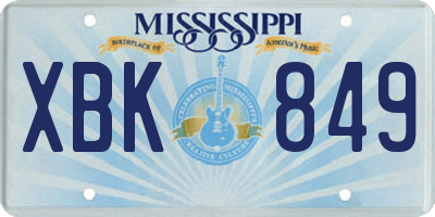 MS license plate XBK849