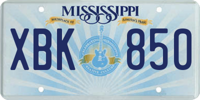 MS license plate XBK850