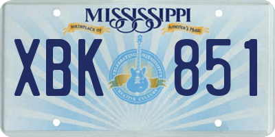 MS license plate XBK851