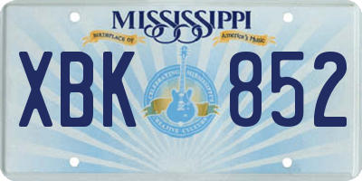 MS license plate XBK852