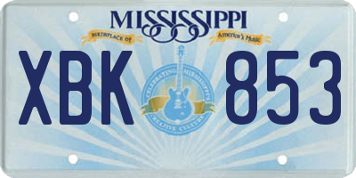 MS license plate XBK853