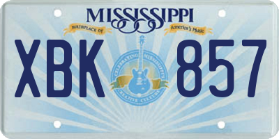 MS license plate XBK857